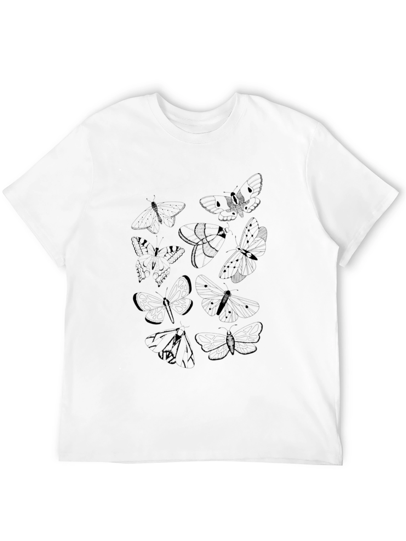 Moth Graphic Print Black T-Shirt
