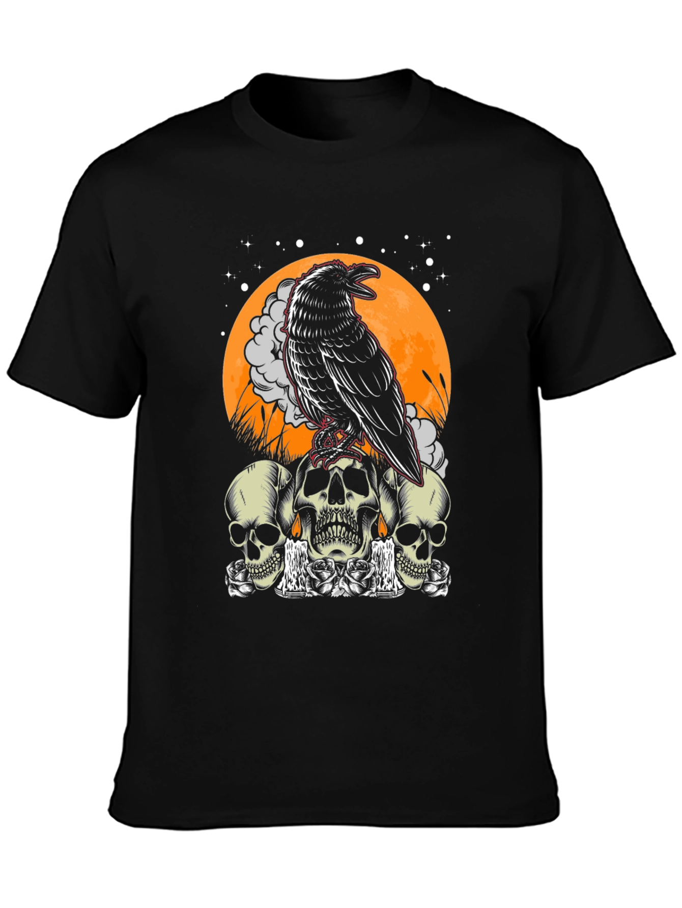 Raven Skull Graphic Tee - Mens Black T-Shirt