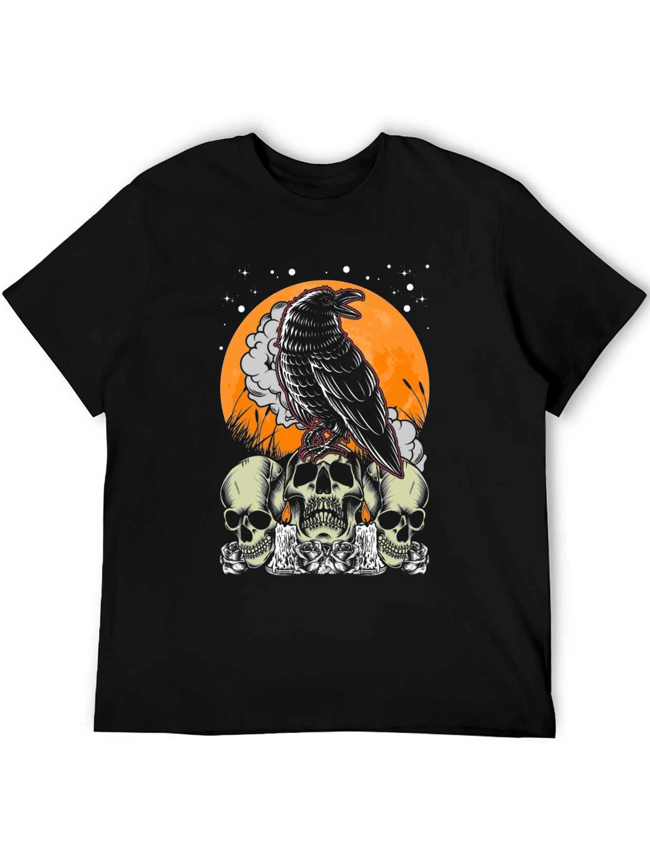 Raven Skull Graphic Tee - Mens Black T-Shirt