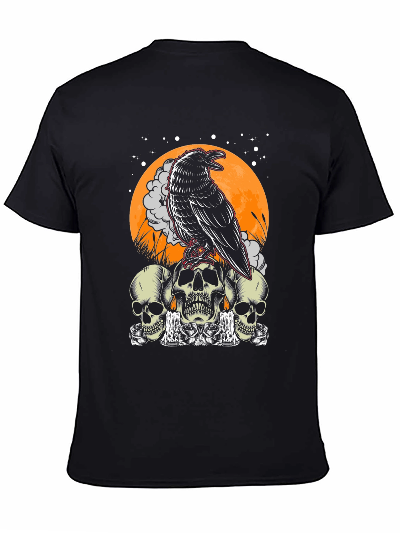 Raven Skull Graphic Tee - Mens Black T-Shirt