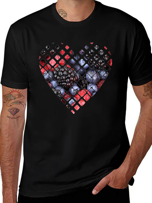 Berry Heart Graphic Tee - Unique Fruit Design