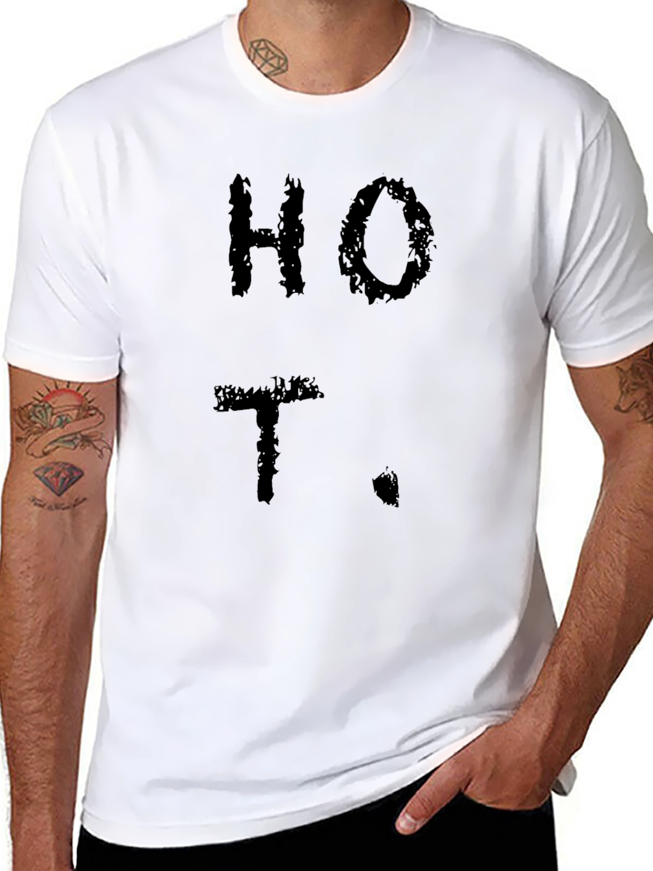 HOT. Black Graphic T-Shirt - Bold Statement Tee