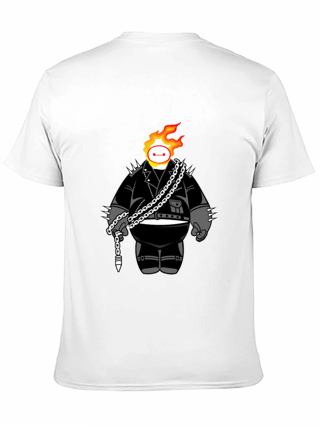 Flaming Baymax Graphic Black T-Shirt