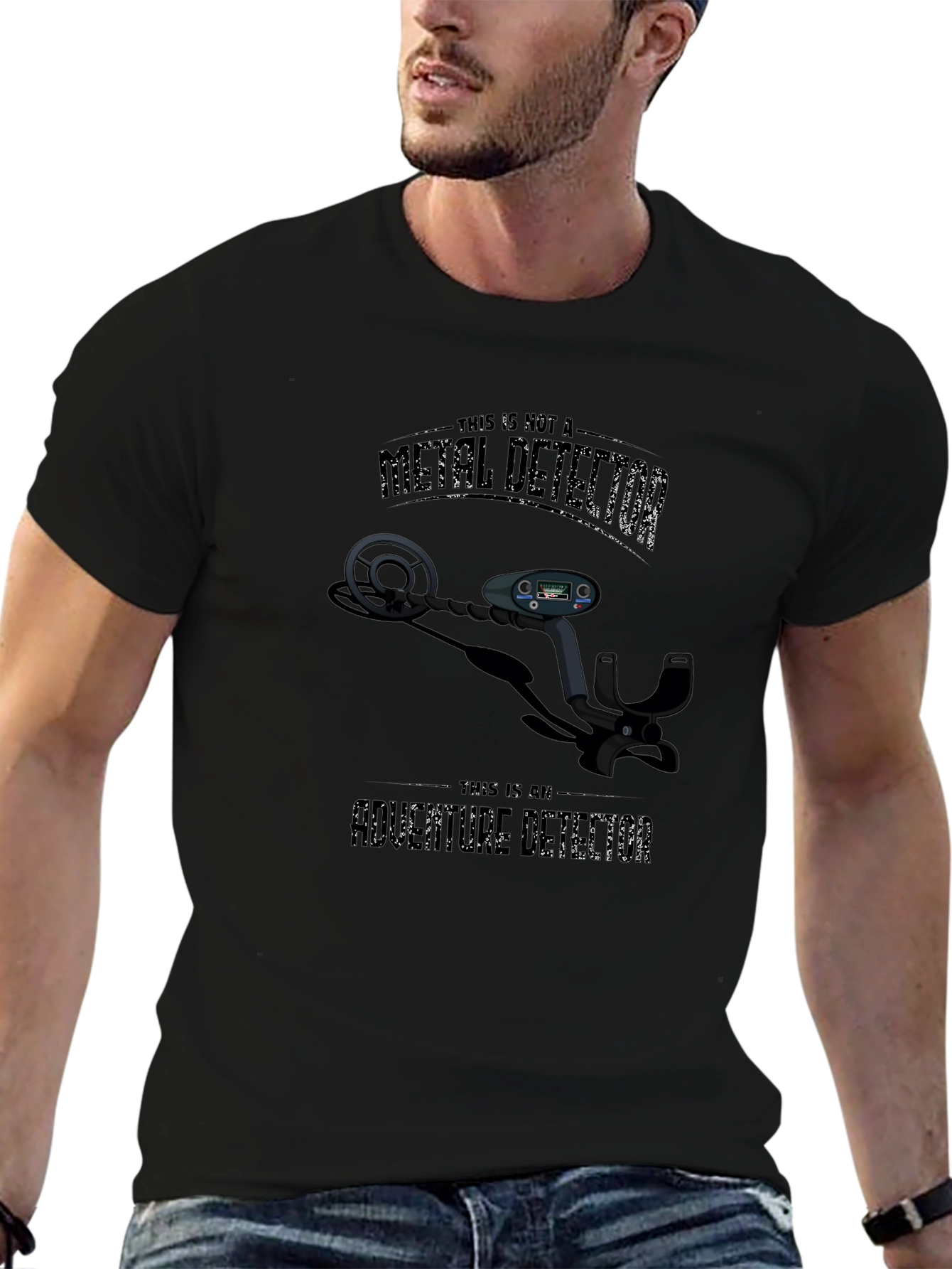 Metal Detector Graphic T-Shirt Novelty Hunter Tee