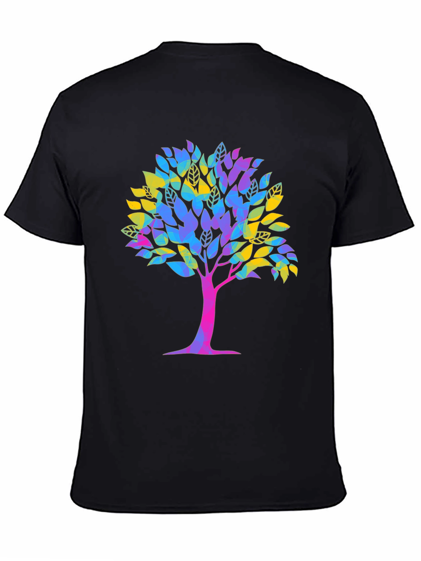 Vibrant Tree Graphic Tee - Unisex Black T-Shirt