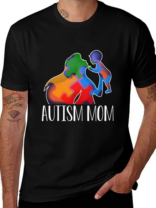 Autism Mom T-Shirt Puzzle Piece Love Support Awareness
