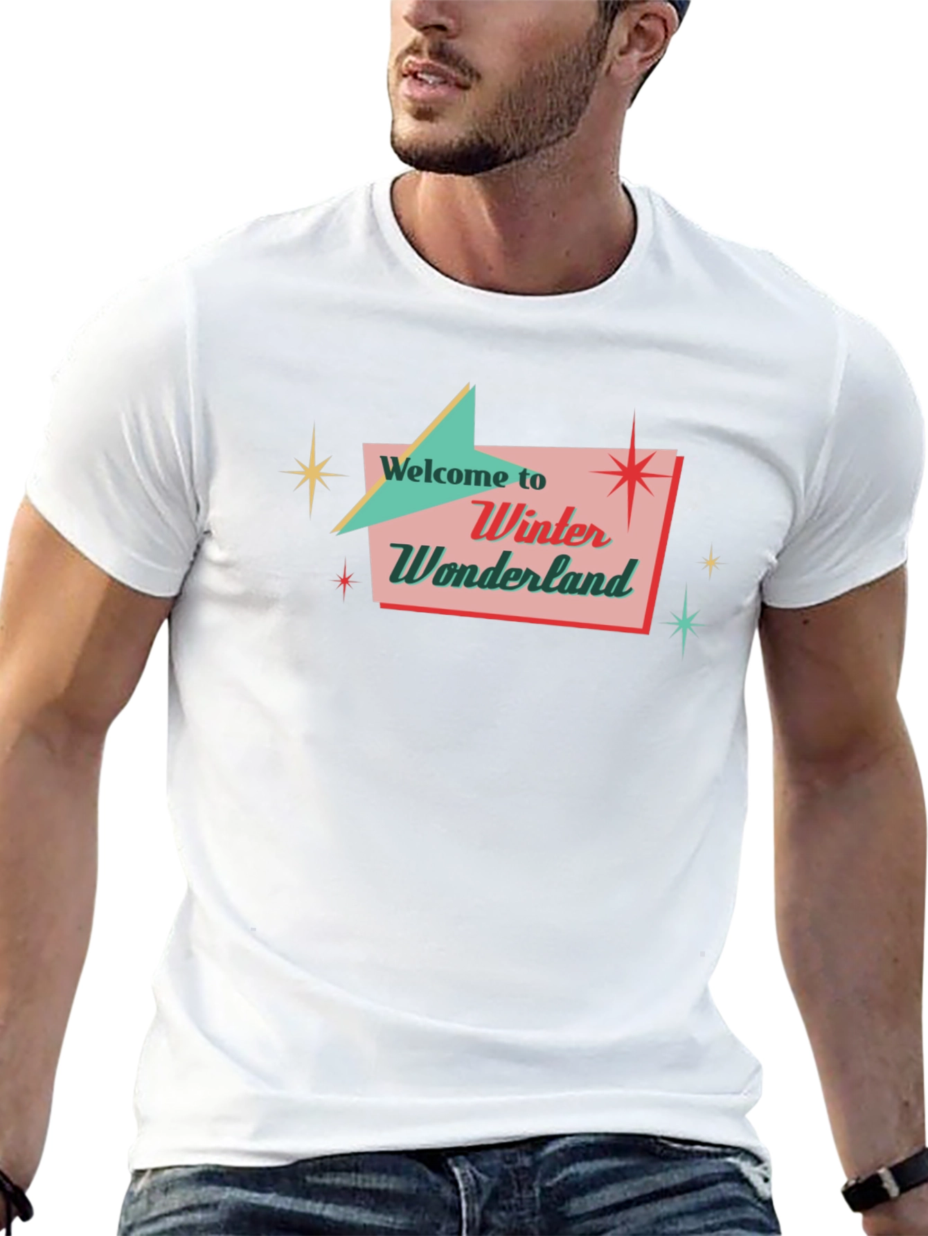 Retro Winter Wonderland Black T-Shirt