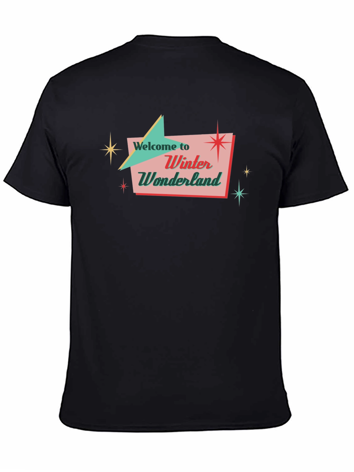 Retro Winter Wonderland Black T-Shirt