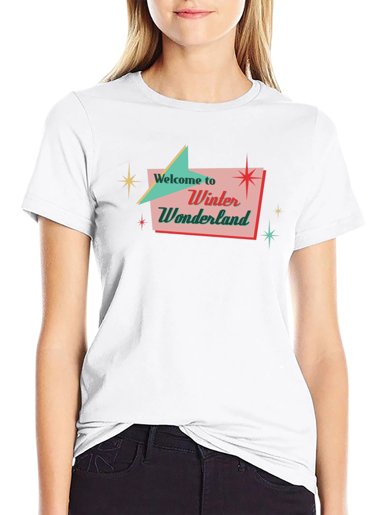 Retro Winter Wonderland Black T-Shirt