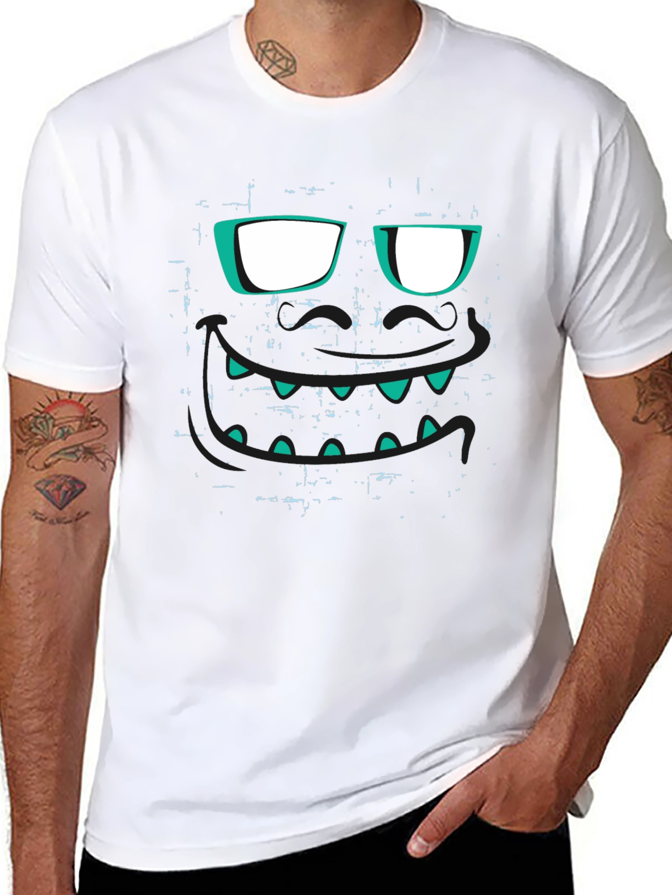 Monster Face Graphic Black T-Shirt