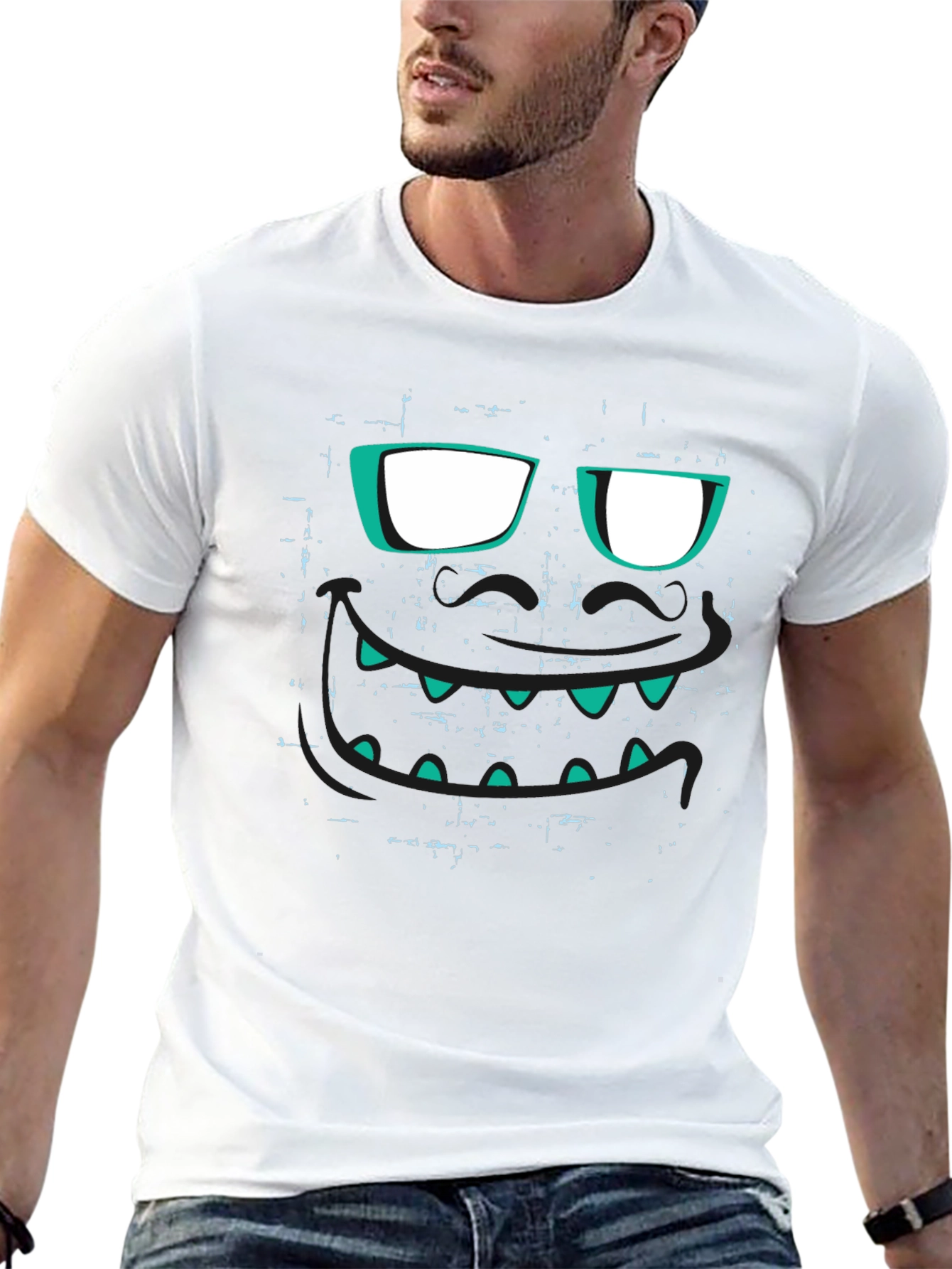 Monster Face Graphic Black T-Shirt