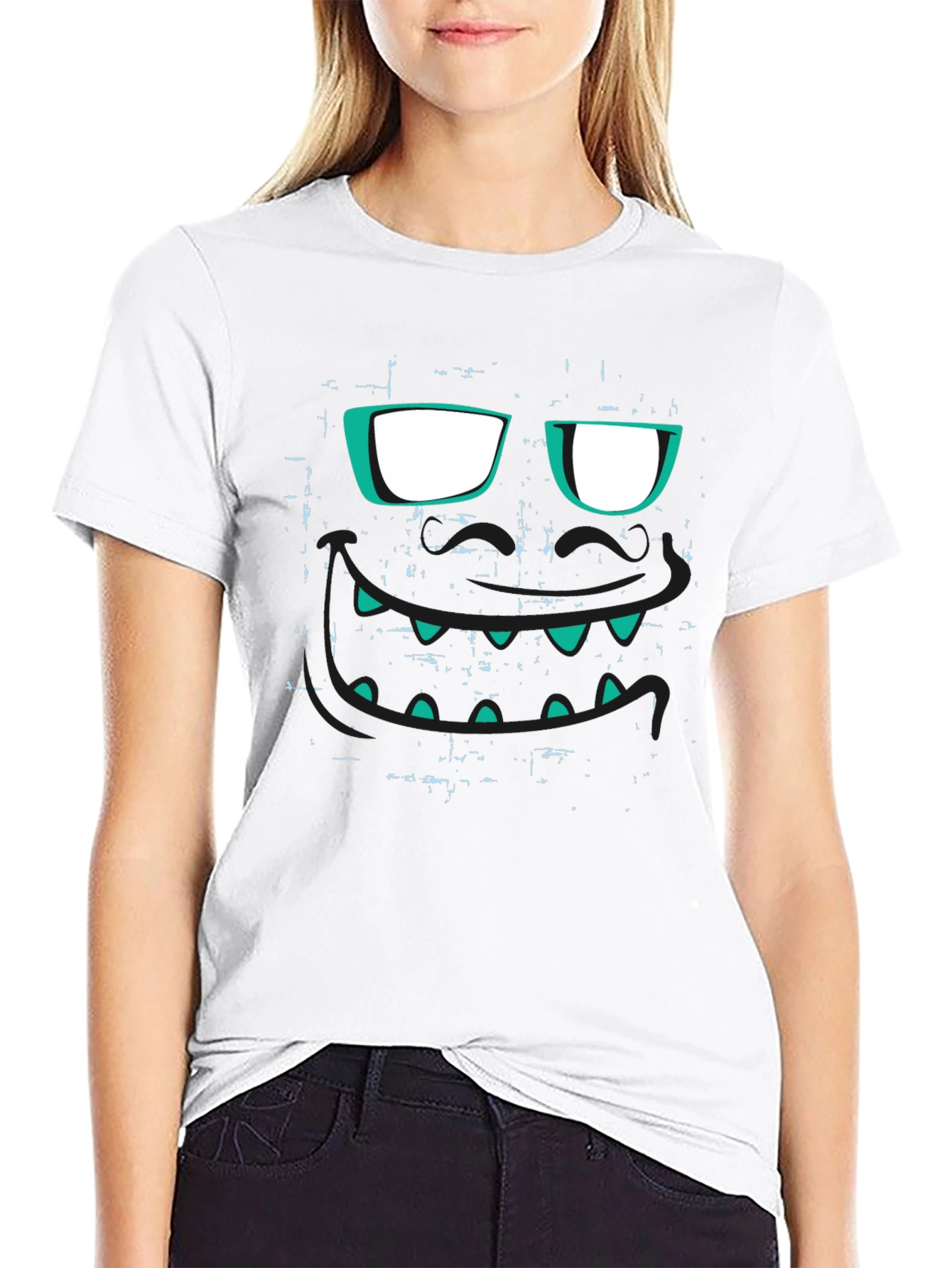 Monster Face Graphic Black T-Shirt