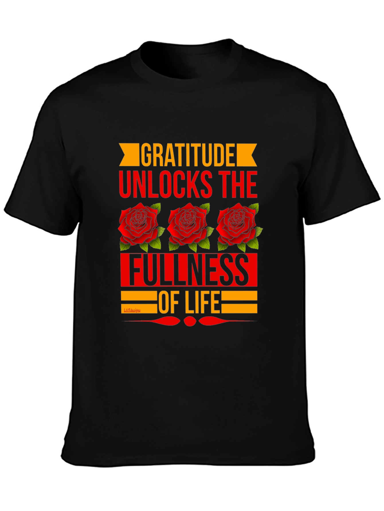 Gratitude Rose Graphic Tee - Black T-Shirt