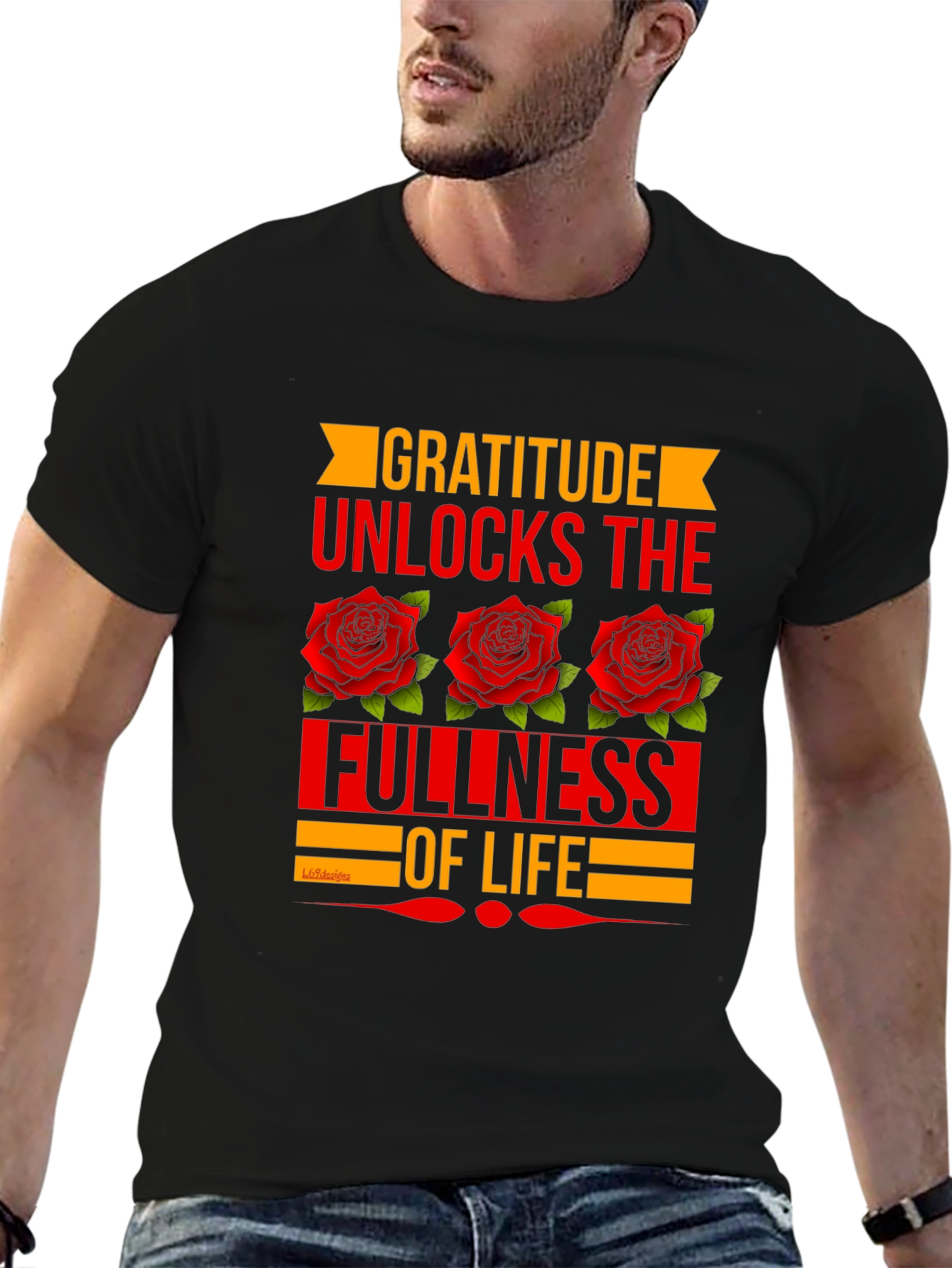 Gratitude Rose Graphic Tee - Black T-Shirt