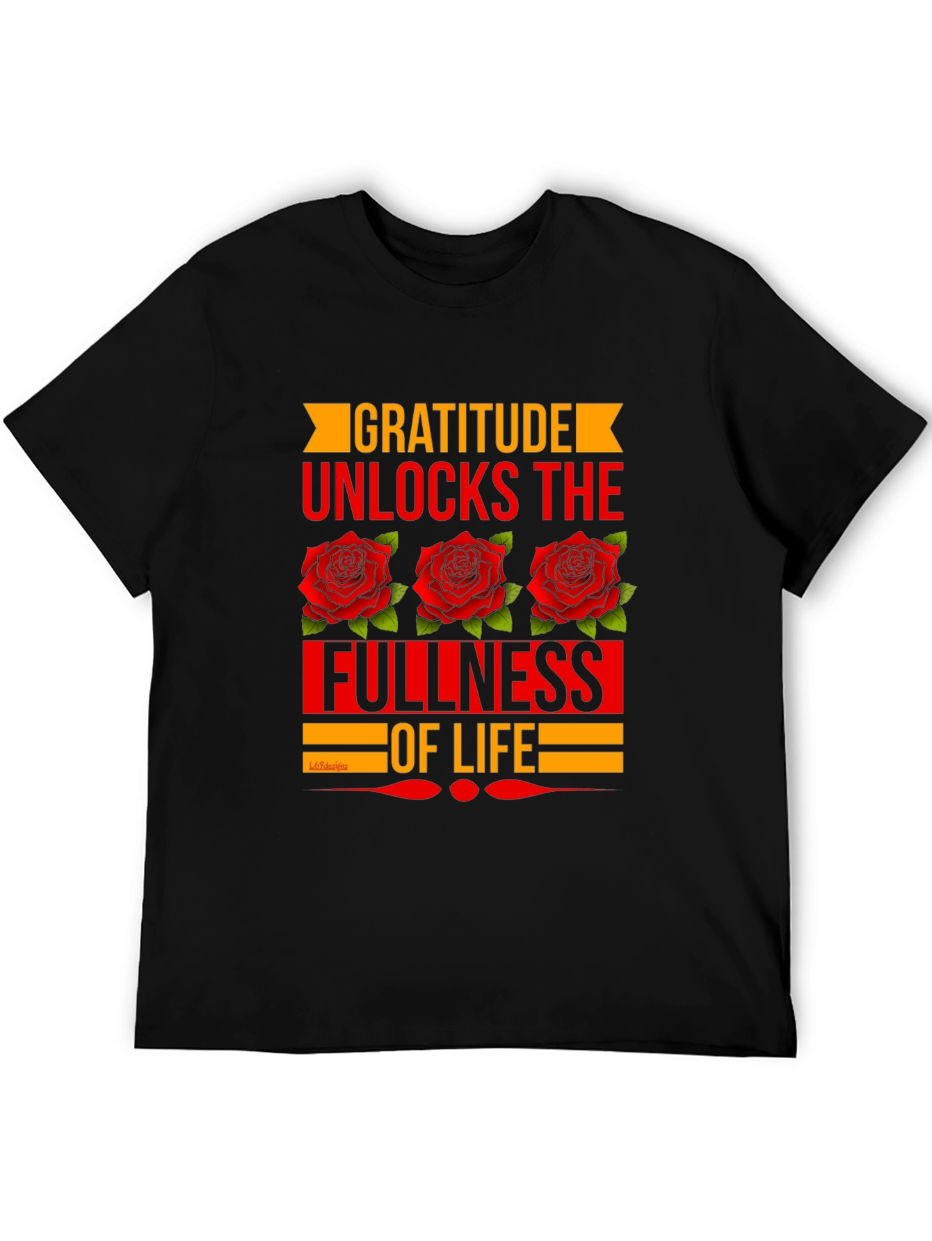 Gratitude Rose Graphic Tee - Black T-Shirt