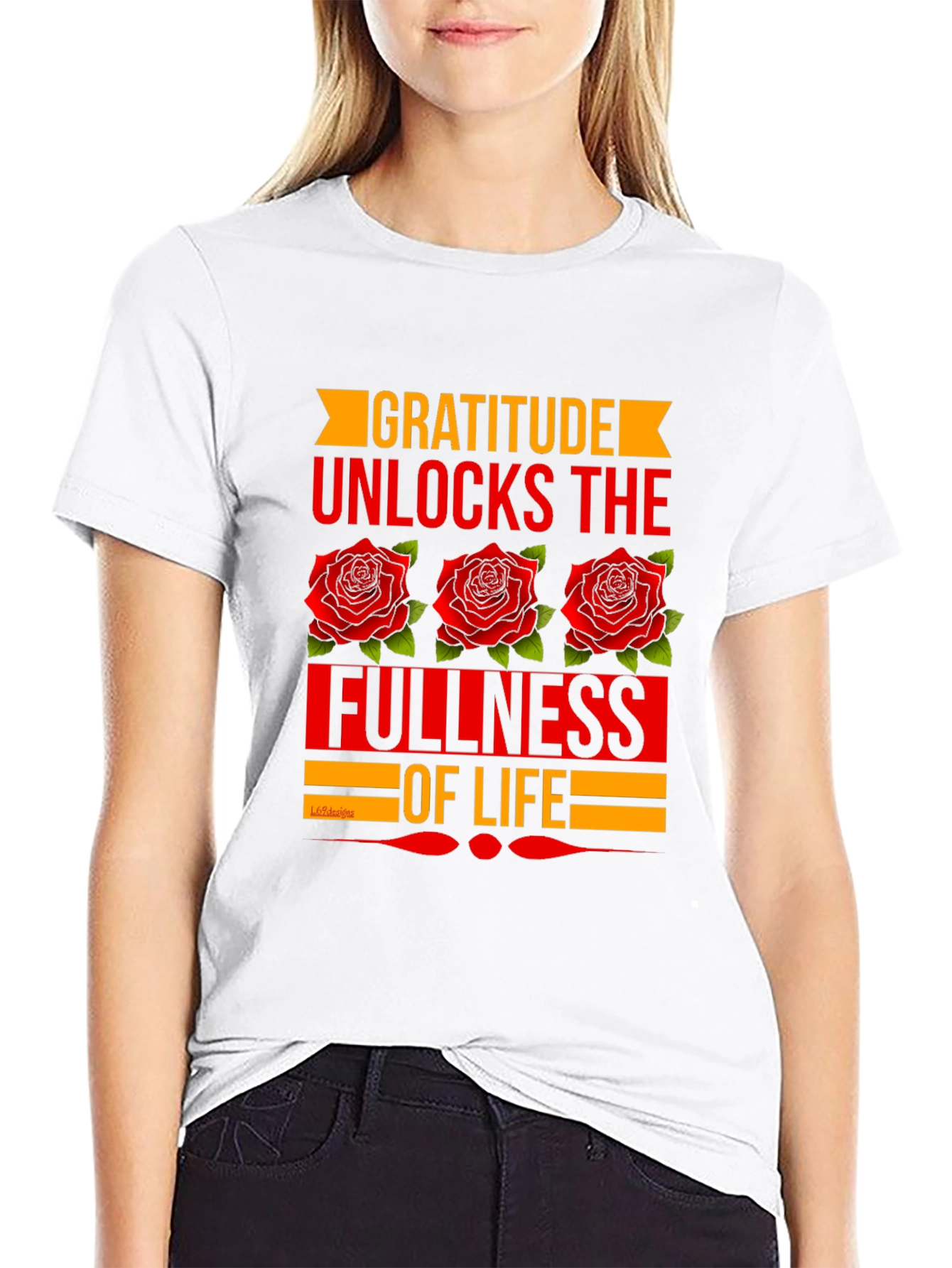 Gratitude Rose Graphic Tee - Black T-Shirt