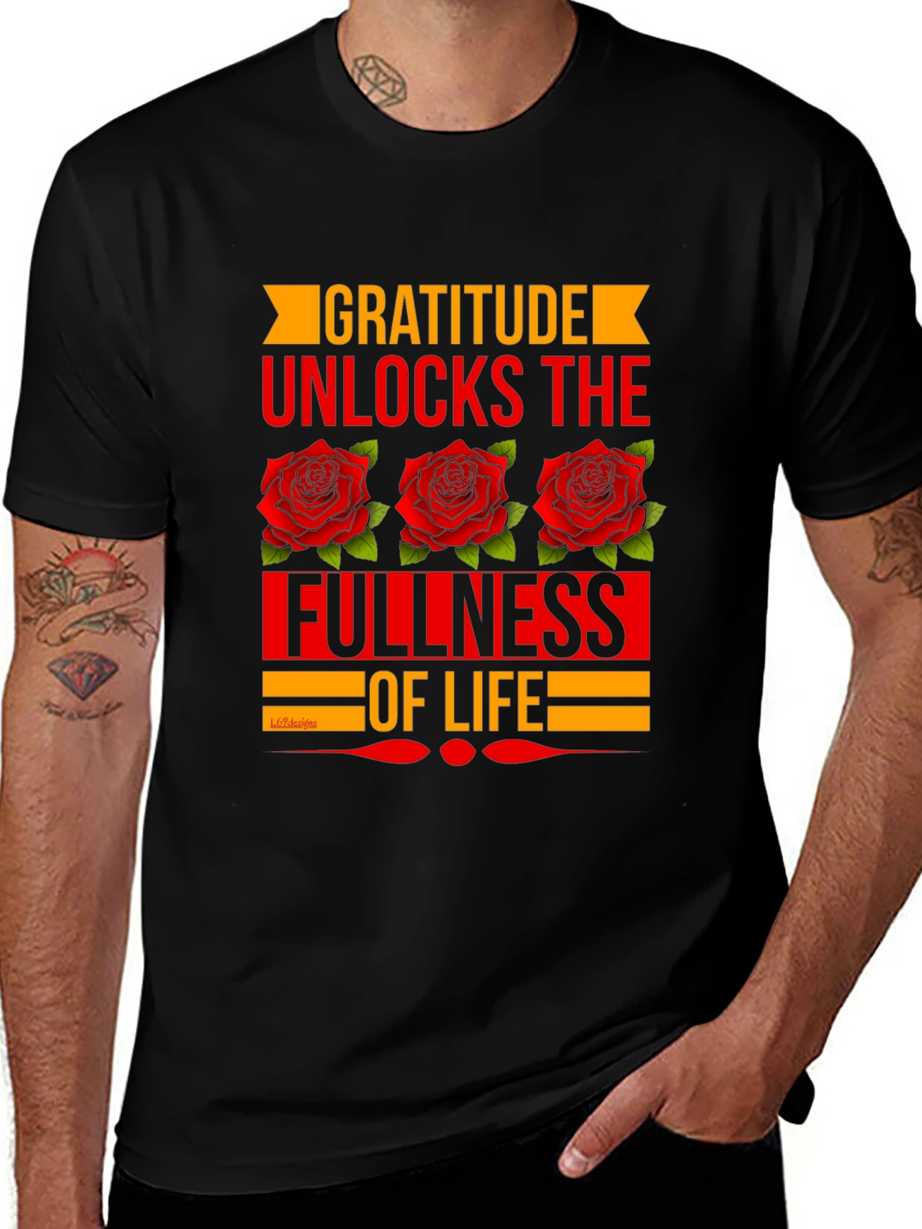 Gratitude Rose Graphic Tee - Black T-Shirt