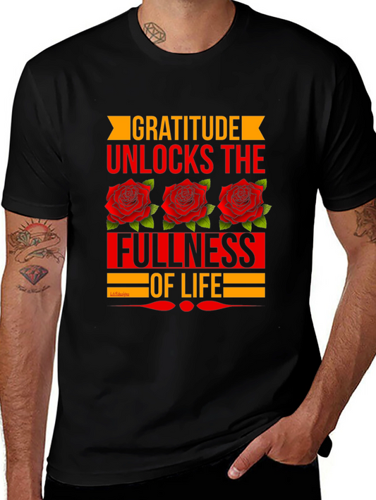 Gratitude Rose Graphic Tee - Black T-Shirt