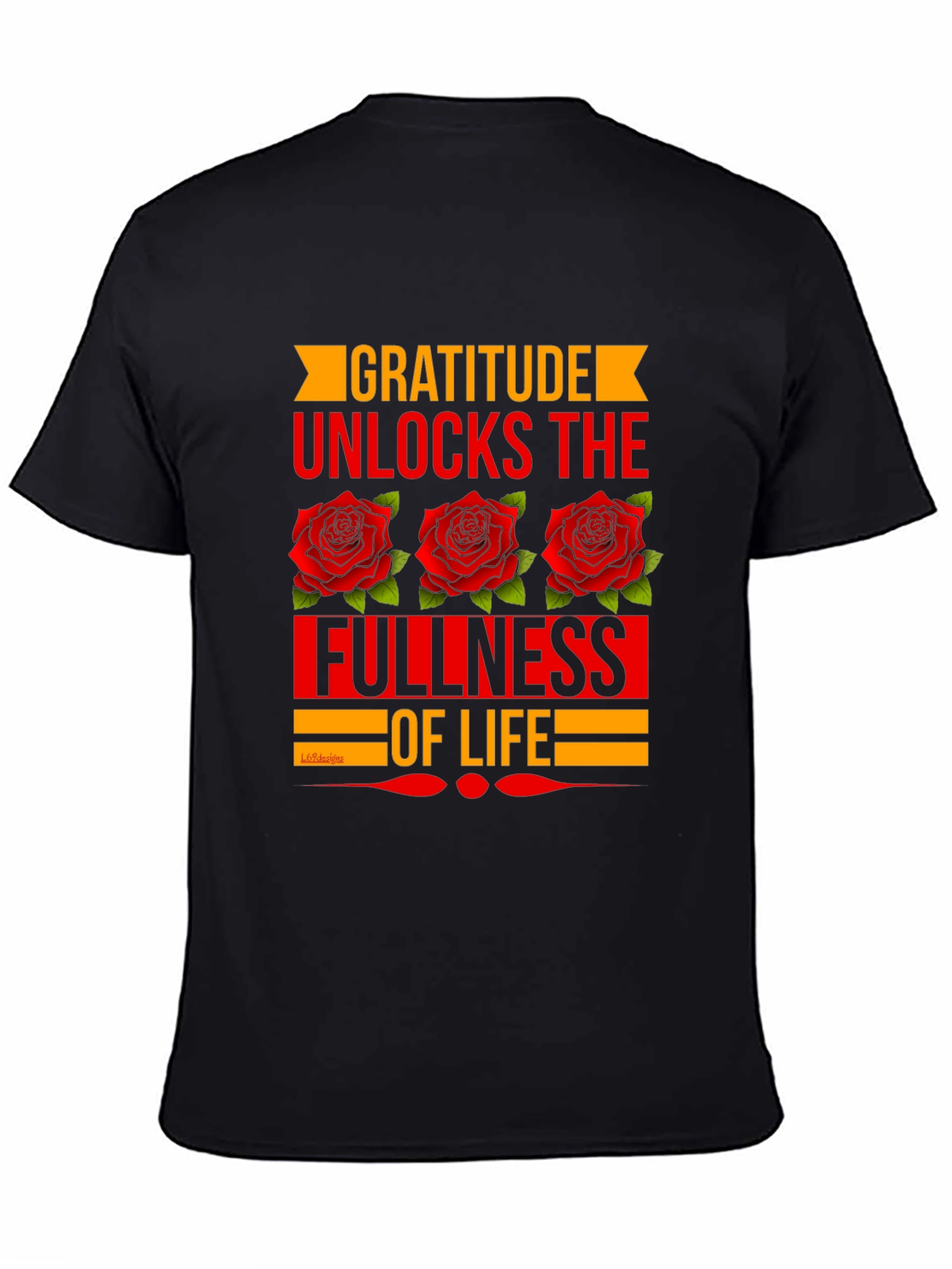 Gratitude Rose Graphic Tee - Black T-Shirt