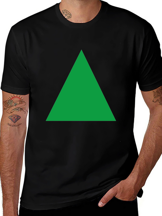 Green Triangle Graphic Black T-Shirt