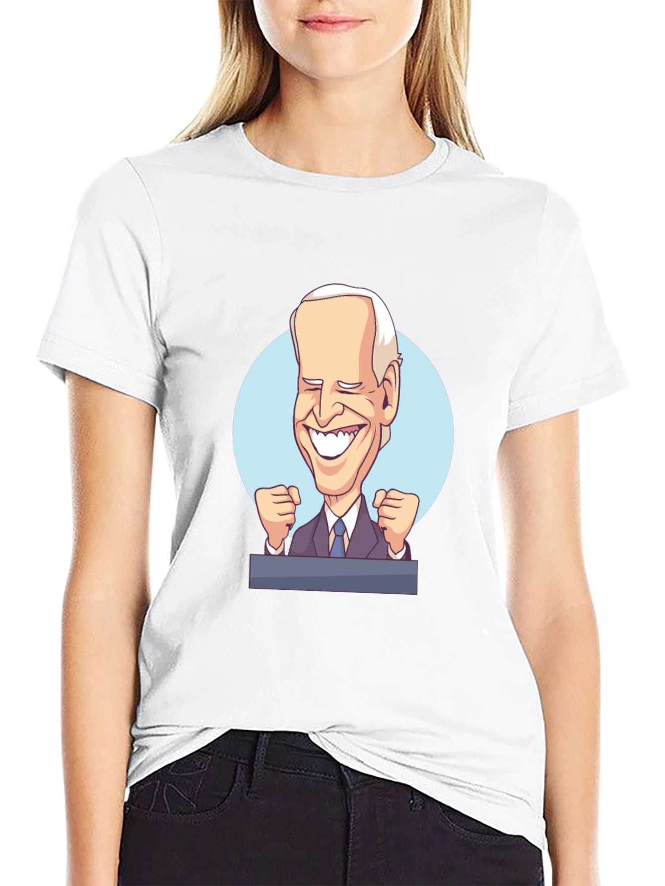 Joe Biden Cartoon Graphic Black T-Shirt