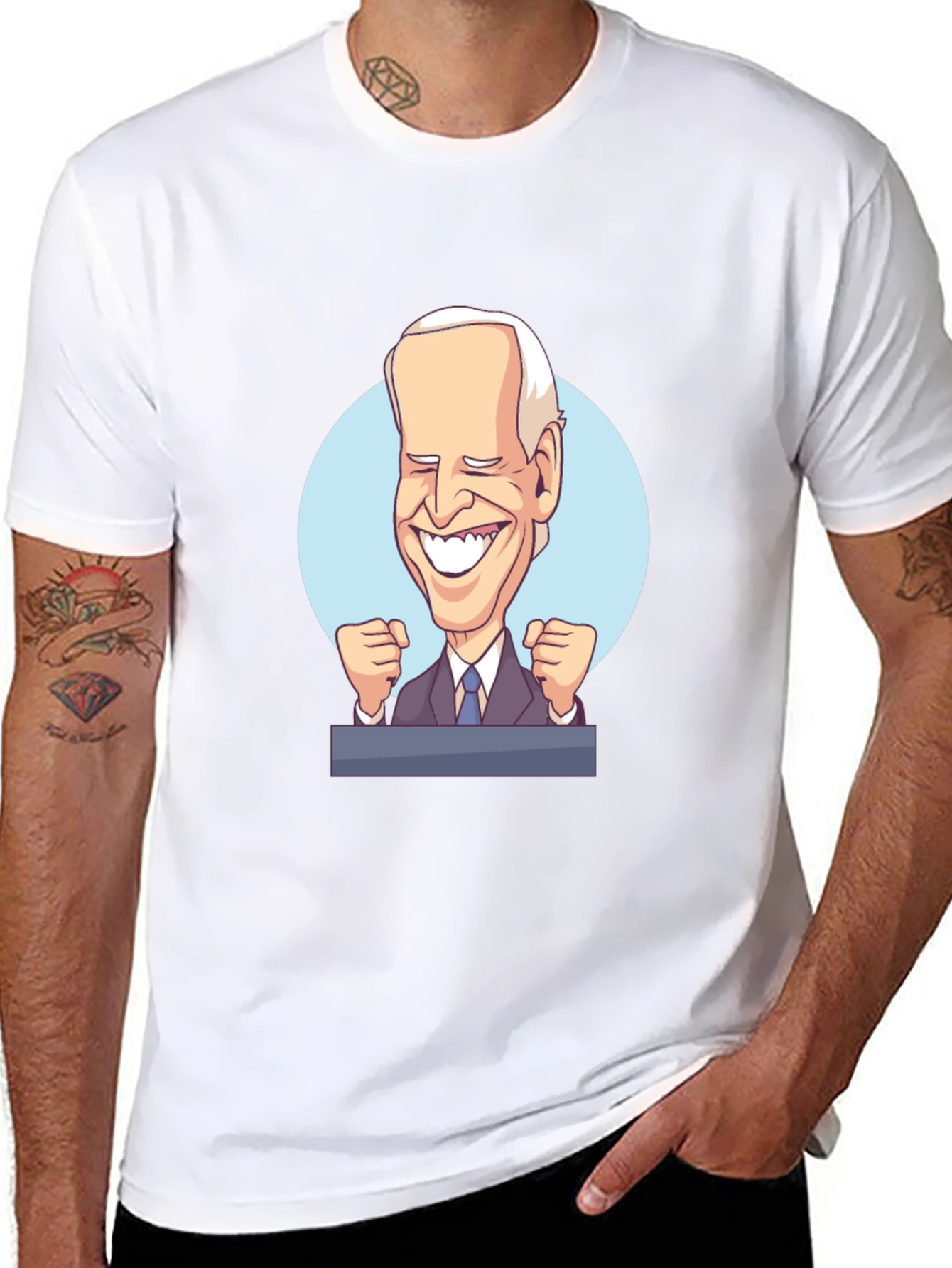 Joe Biden Cartoon Graphic Black T-Shirt