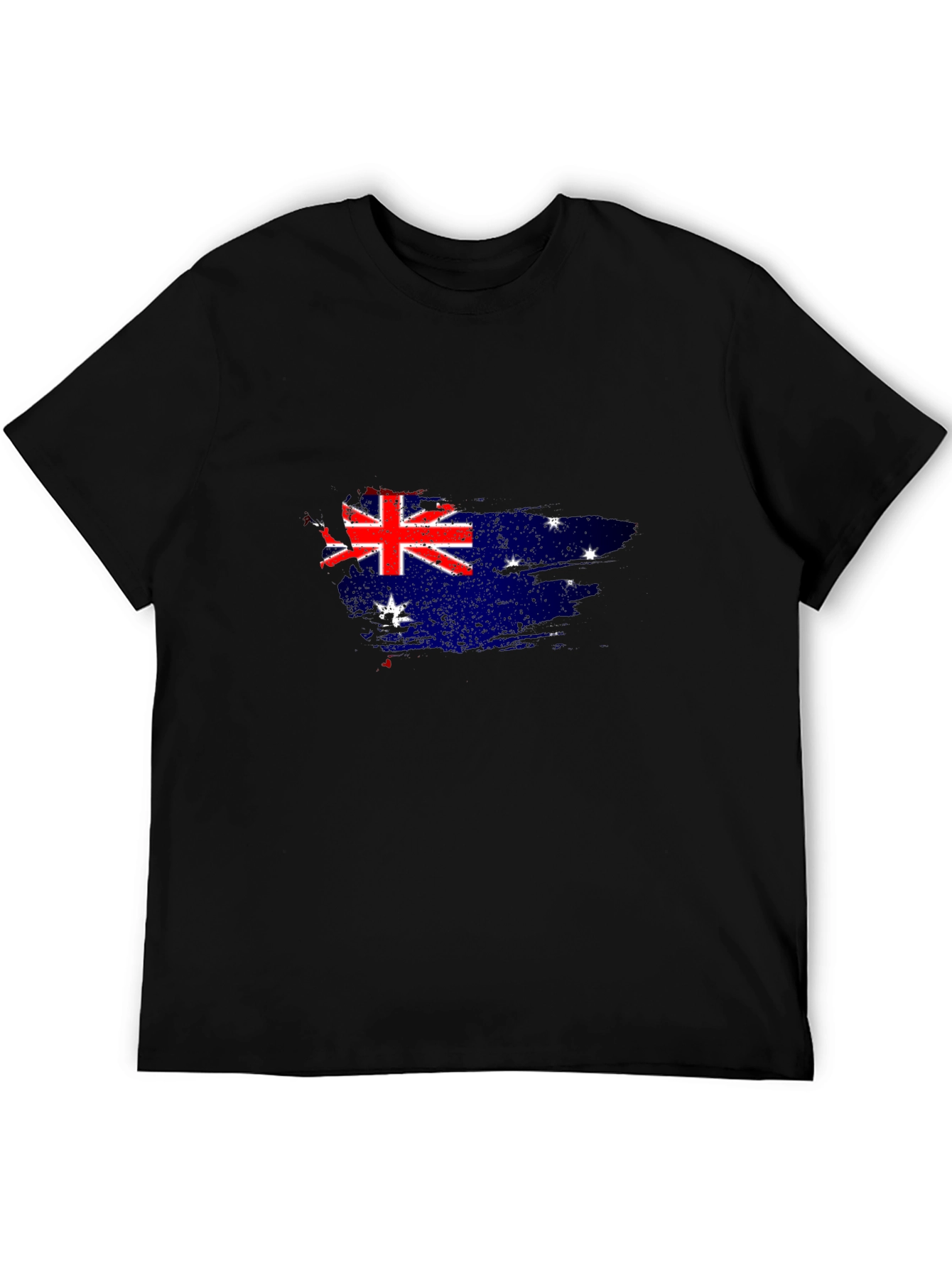 Australian Flag Graphic Tee - Black Cotton Casual Shirt