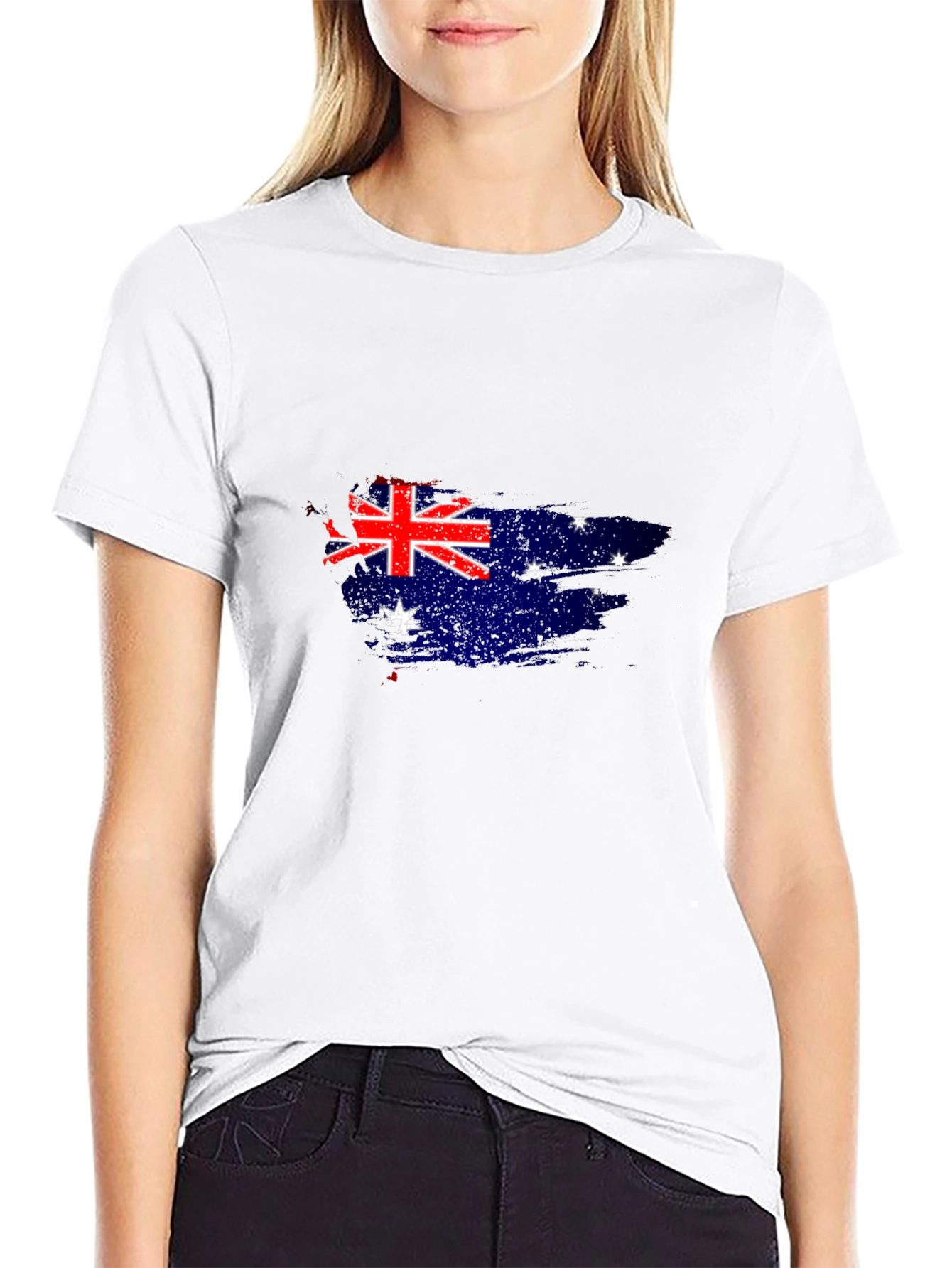 Australian Flag Graphic Tee - Black Cotton Casual Shirt