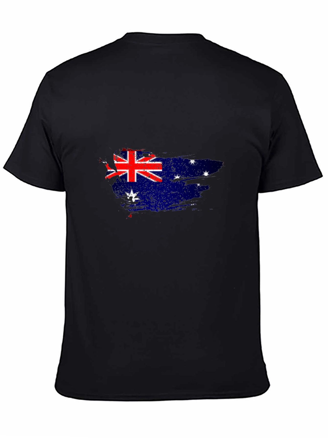 Australian Flag Graphic Tee - Black Cotton Casual Shirt