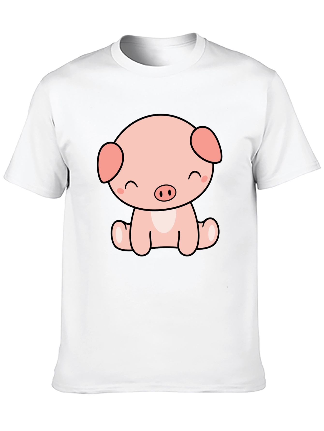 Cute Kawaii Pig Graphic Tee - Black Unisex Shirt
