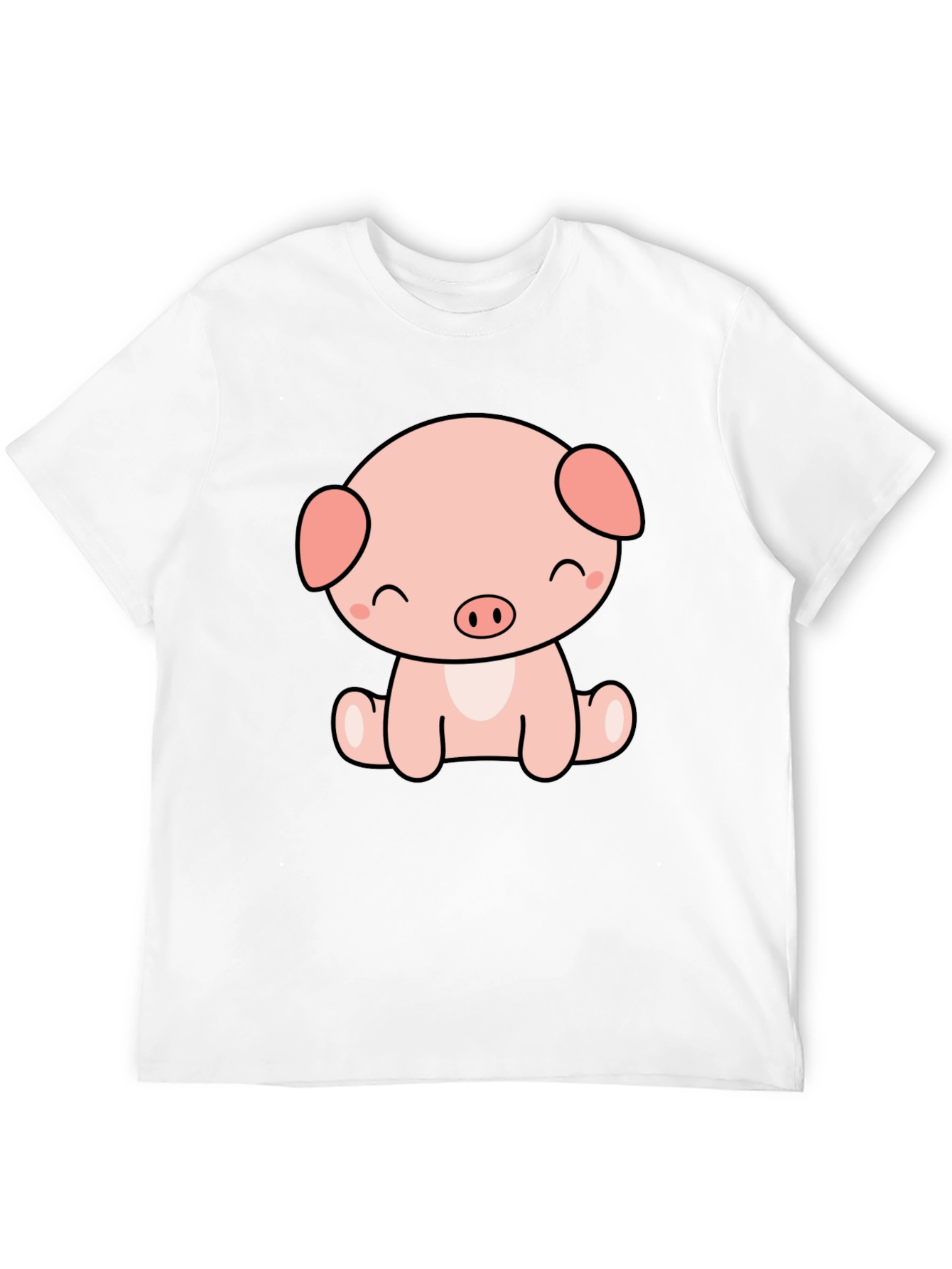 Cute Kawaii Pig Graphic Tee - Black Unisex Shirt