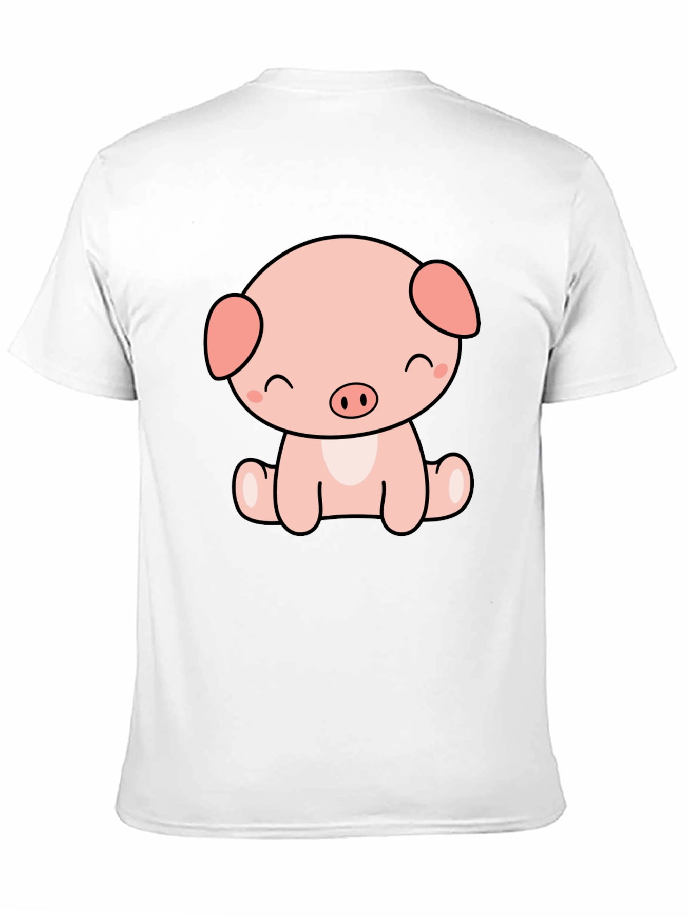 Cute Kawaii Pig Graphic Tee - Black Unisex Shirt