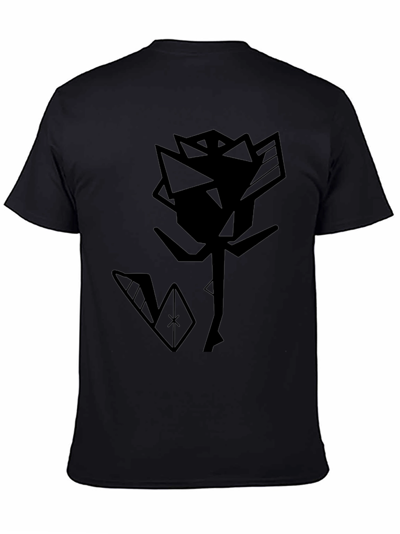 Abstract Rose Graphic Tee - Modern Black T-Shirt