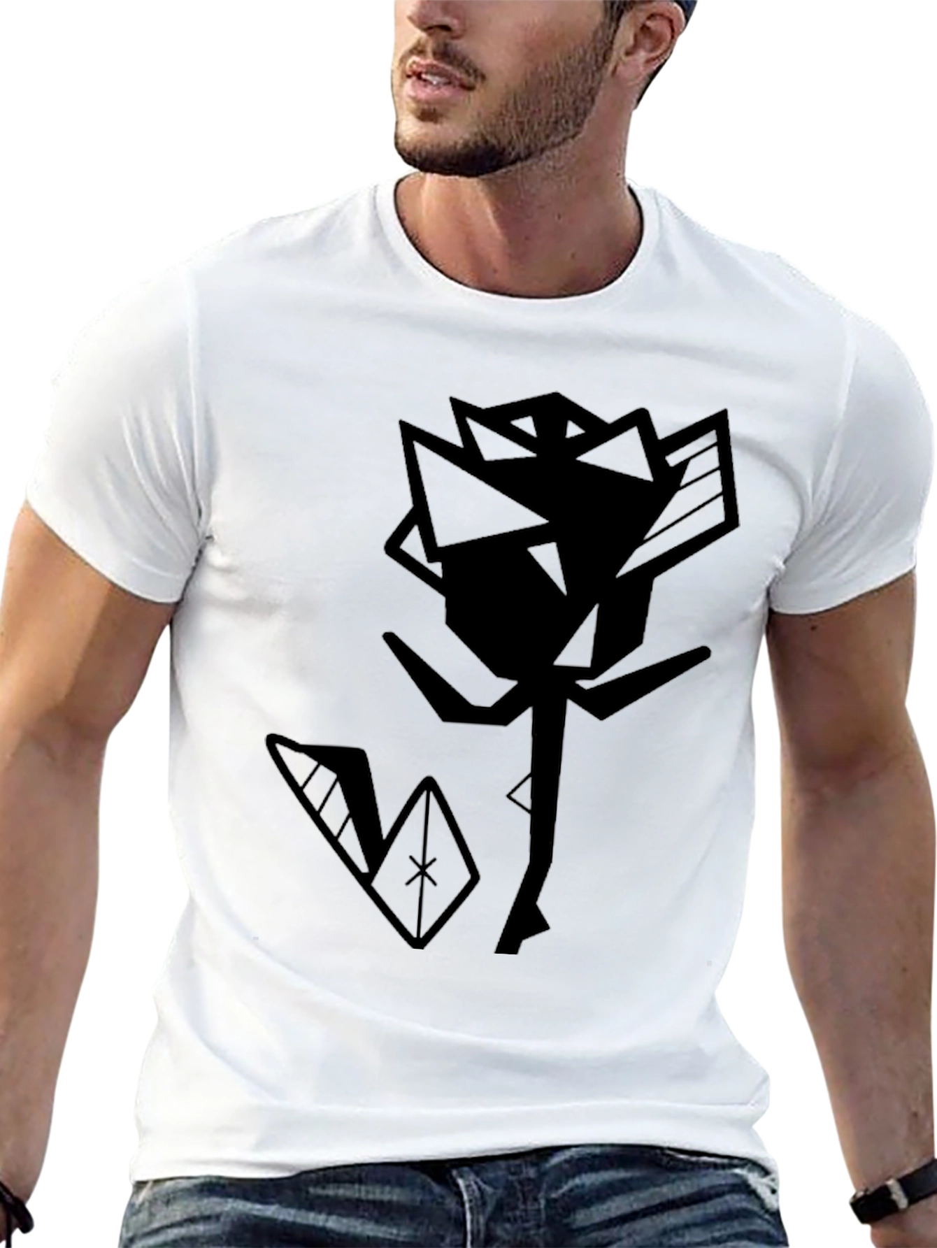 Abstract Rose Graphic Tee - Modern Black T-Shirt