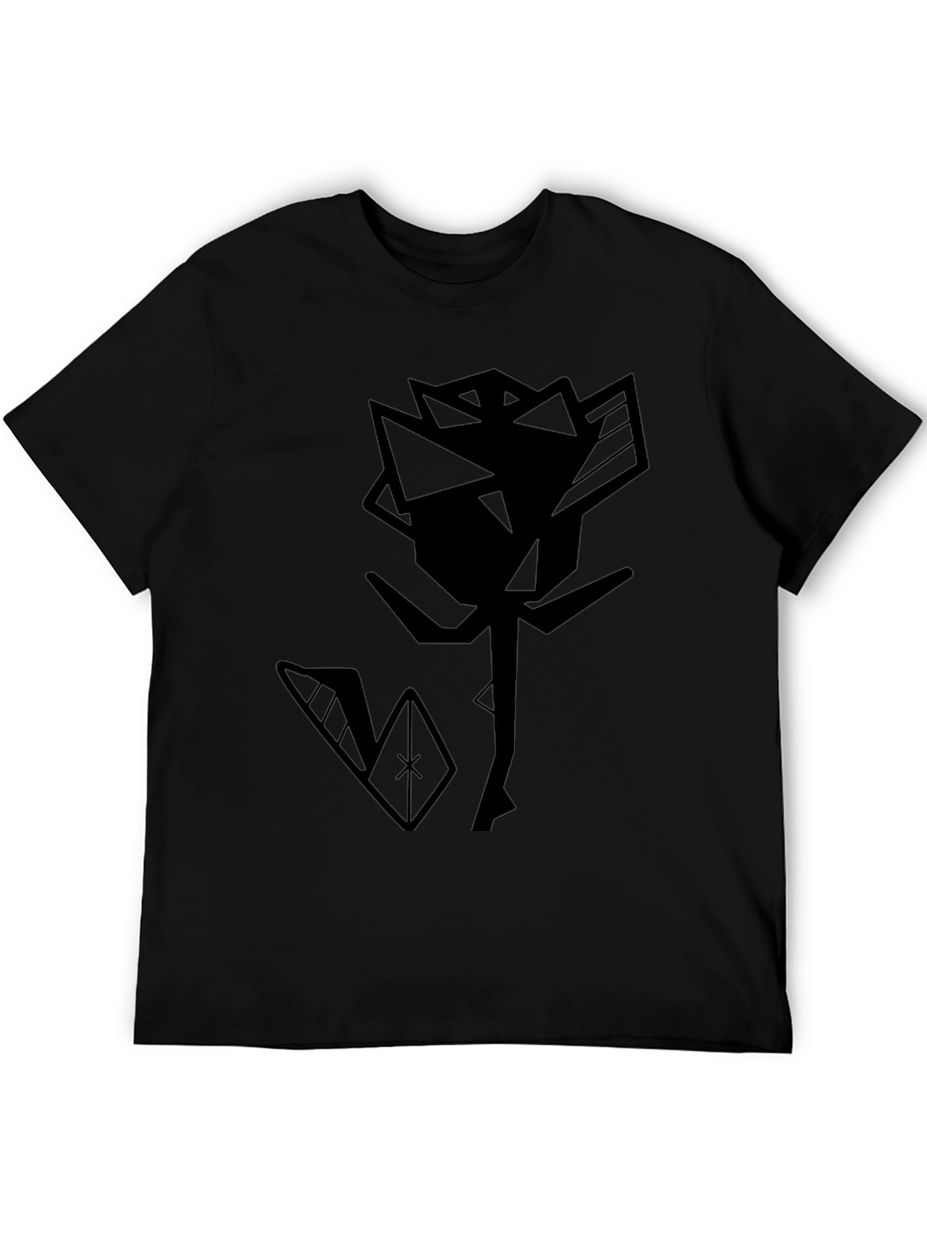Abstract Rose Graphic Tee - Modern Black T-Shirt