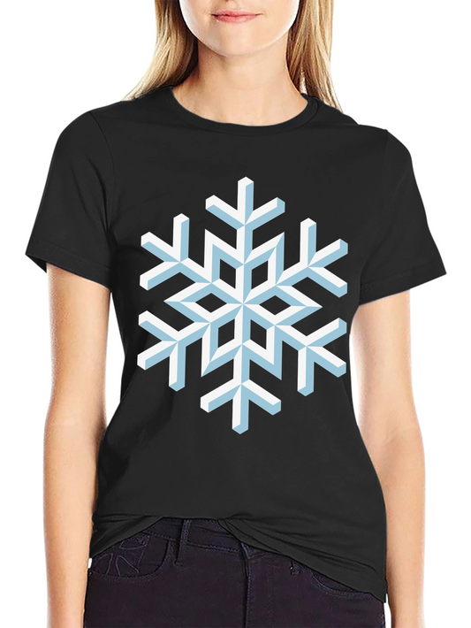 Geometric Snowflake Graphic Tee - Stylish Winter Apparel