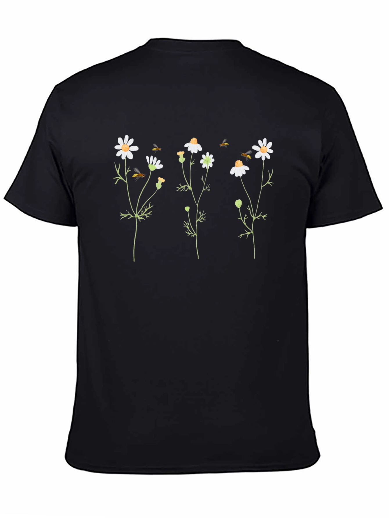 Floral Graphic Tee - Black Cotton T-Shirt