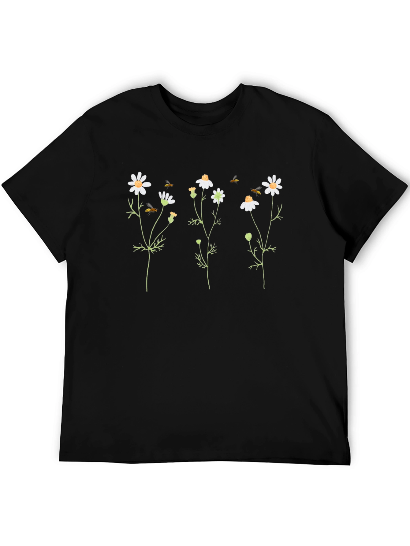 Floral Graphic Tee - Black Cotton T-Shirt