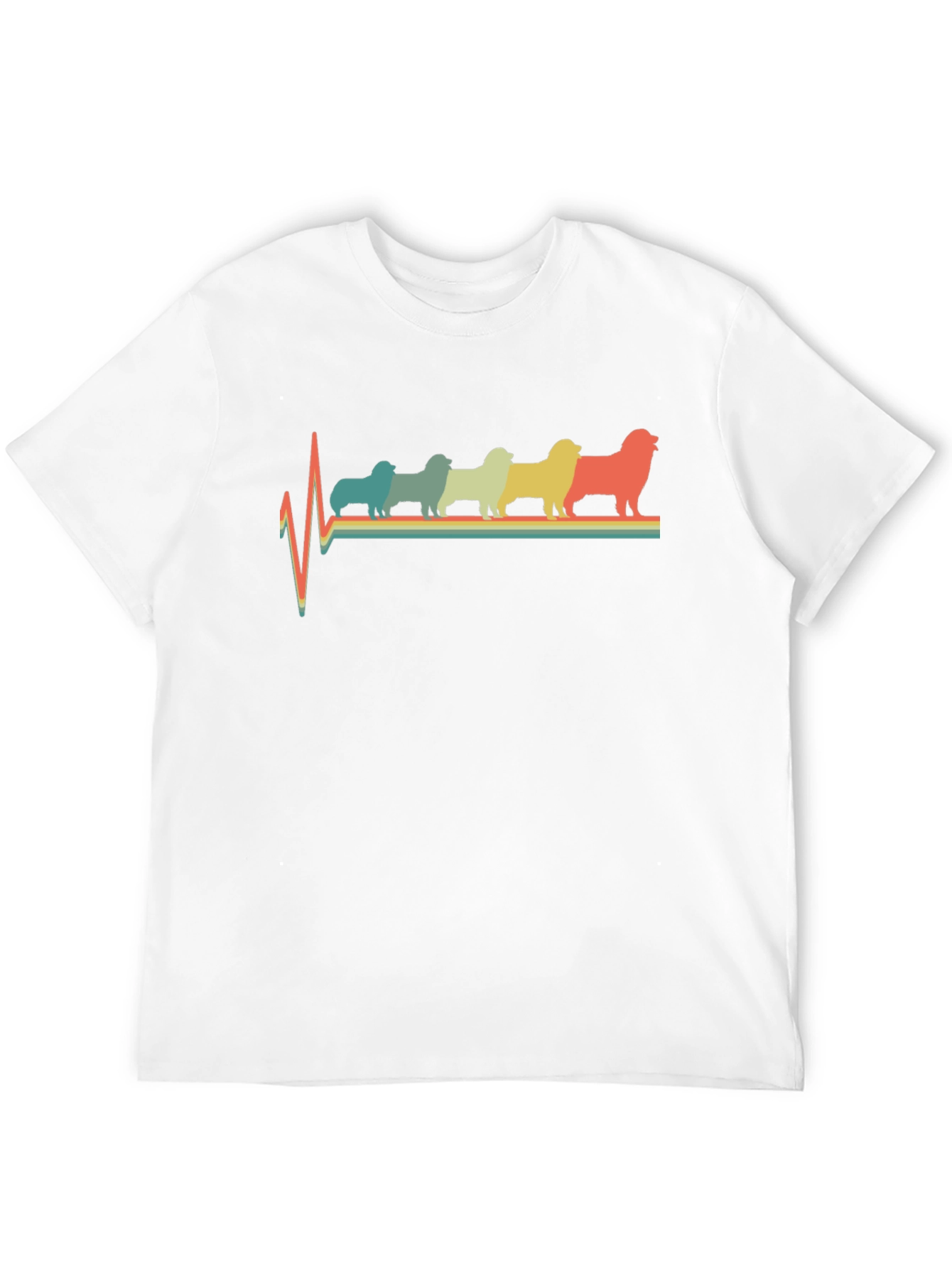 Retro Dog Breed Heartbeat T-Shirt - Black