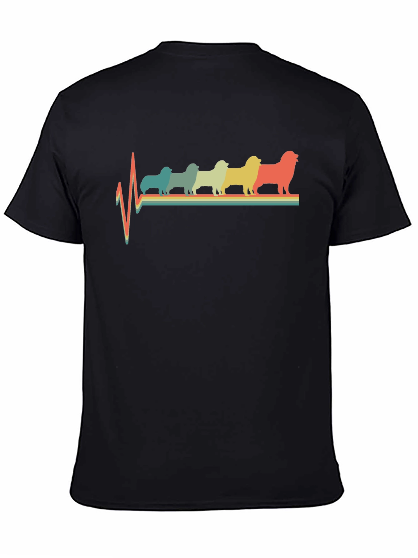 Retro Dog Breed Heartbeat T-Shirt - Black