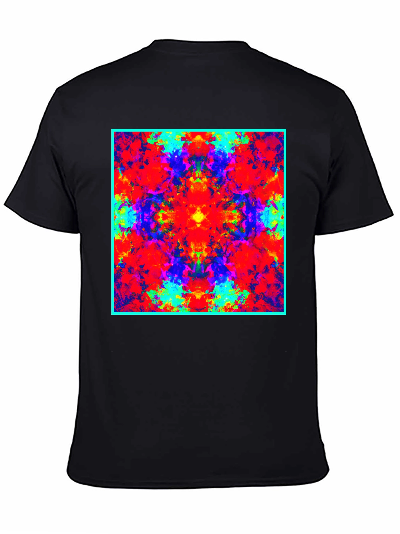 Psychedelic Square Graphic Print Black T-Shirt