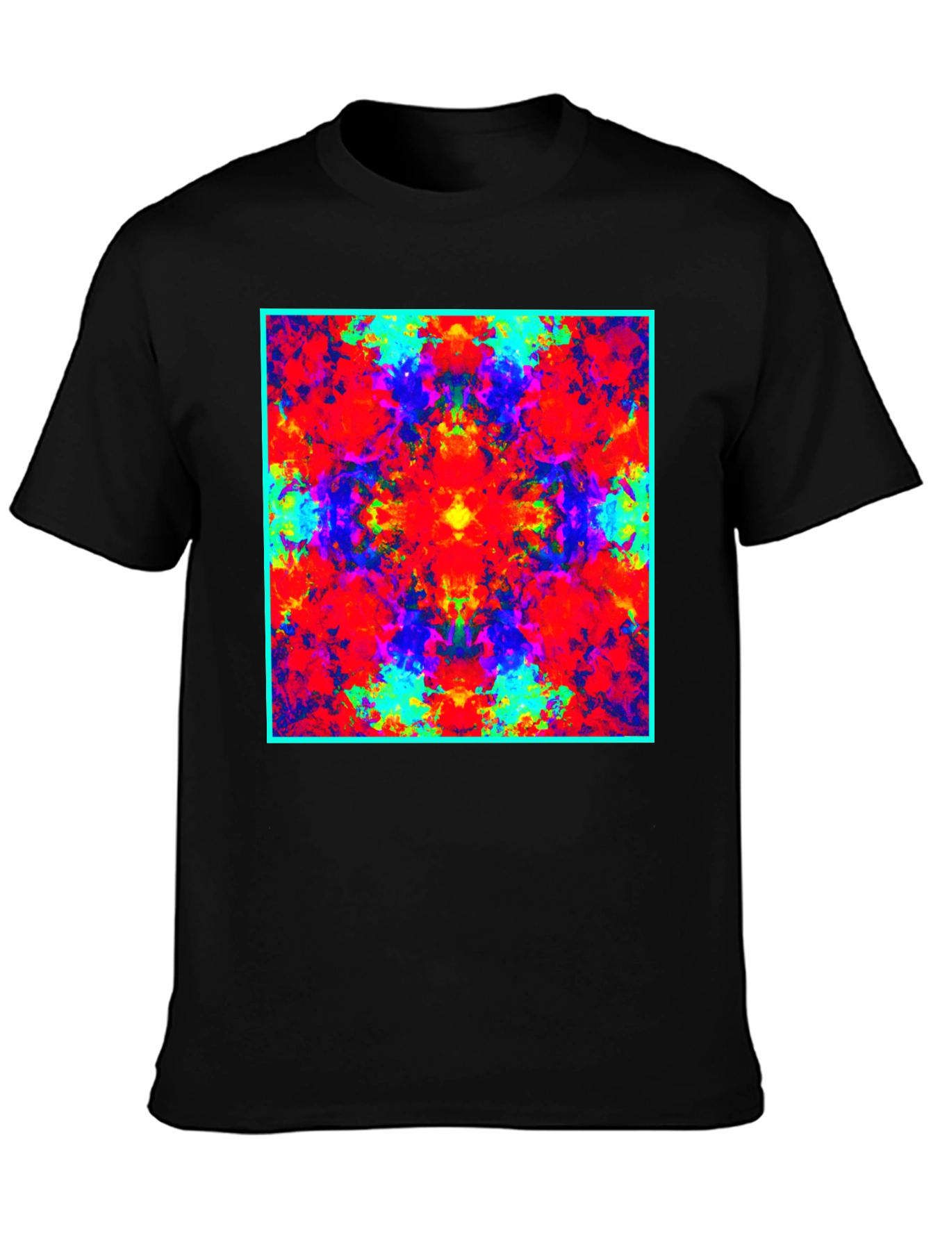 Psychedelic Square Graphic Print Black T-Shirt