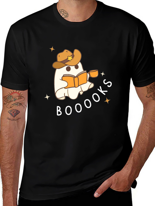 Booooks Ghost Reading Cowboy Hat T-Shirt