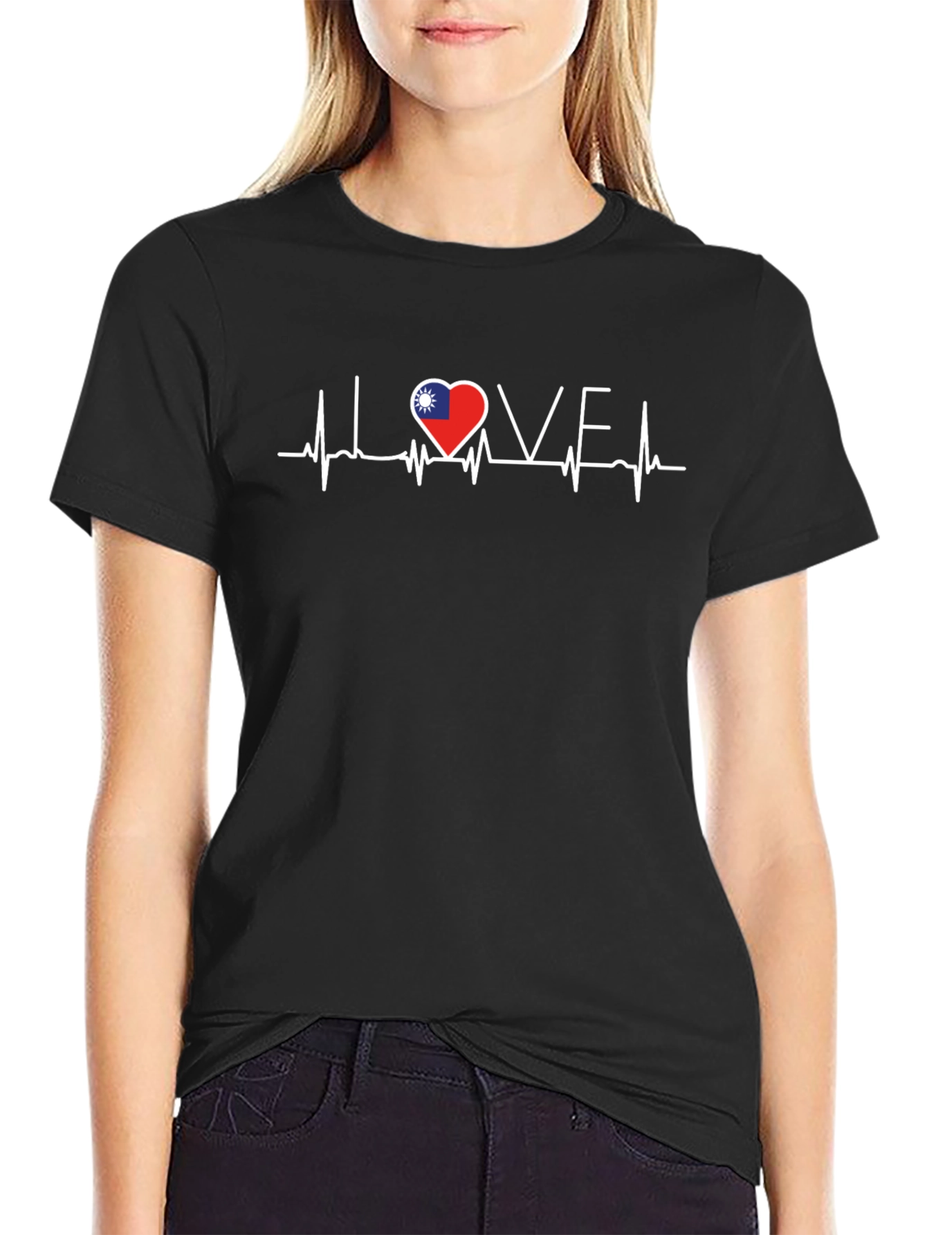 Taiwan Heartbeat Flag T-Shirt Love Graphic Tee