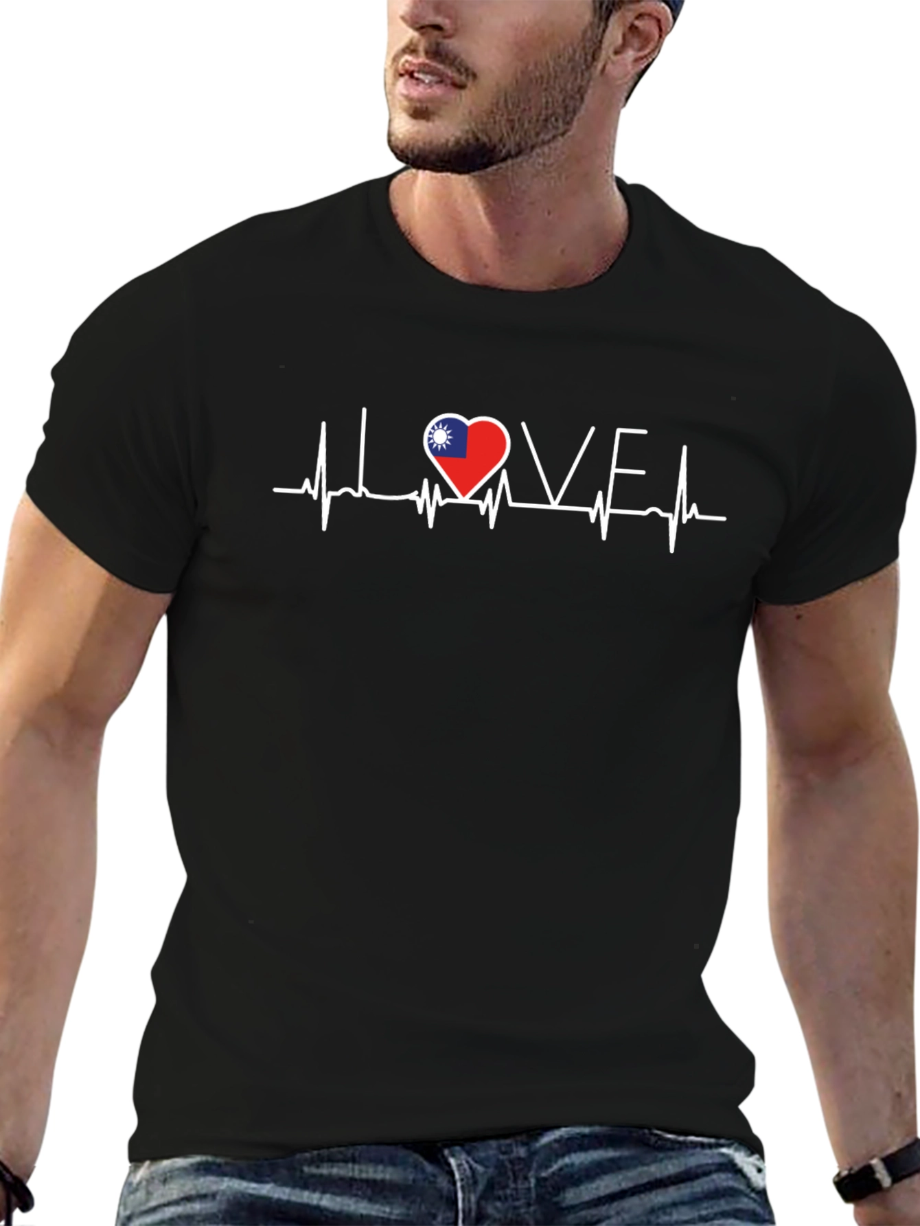 Taiwan Heartbeat Flag T-Shirt Love Graphic Tee
