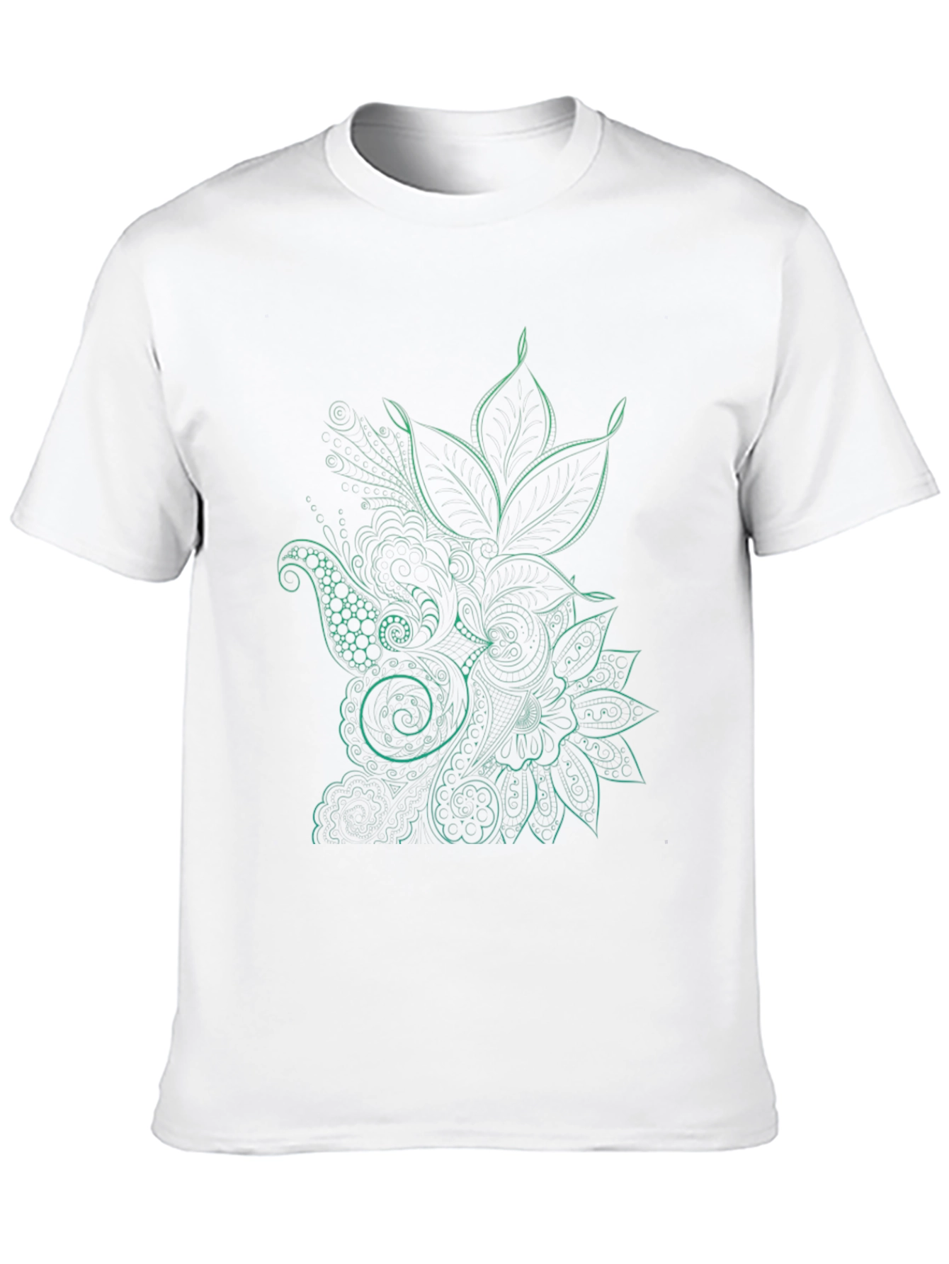 Mens Black T-Shirt with Floral Design