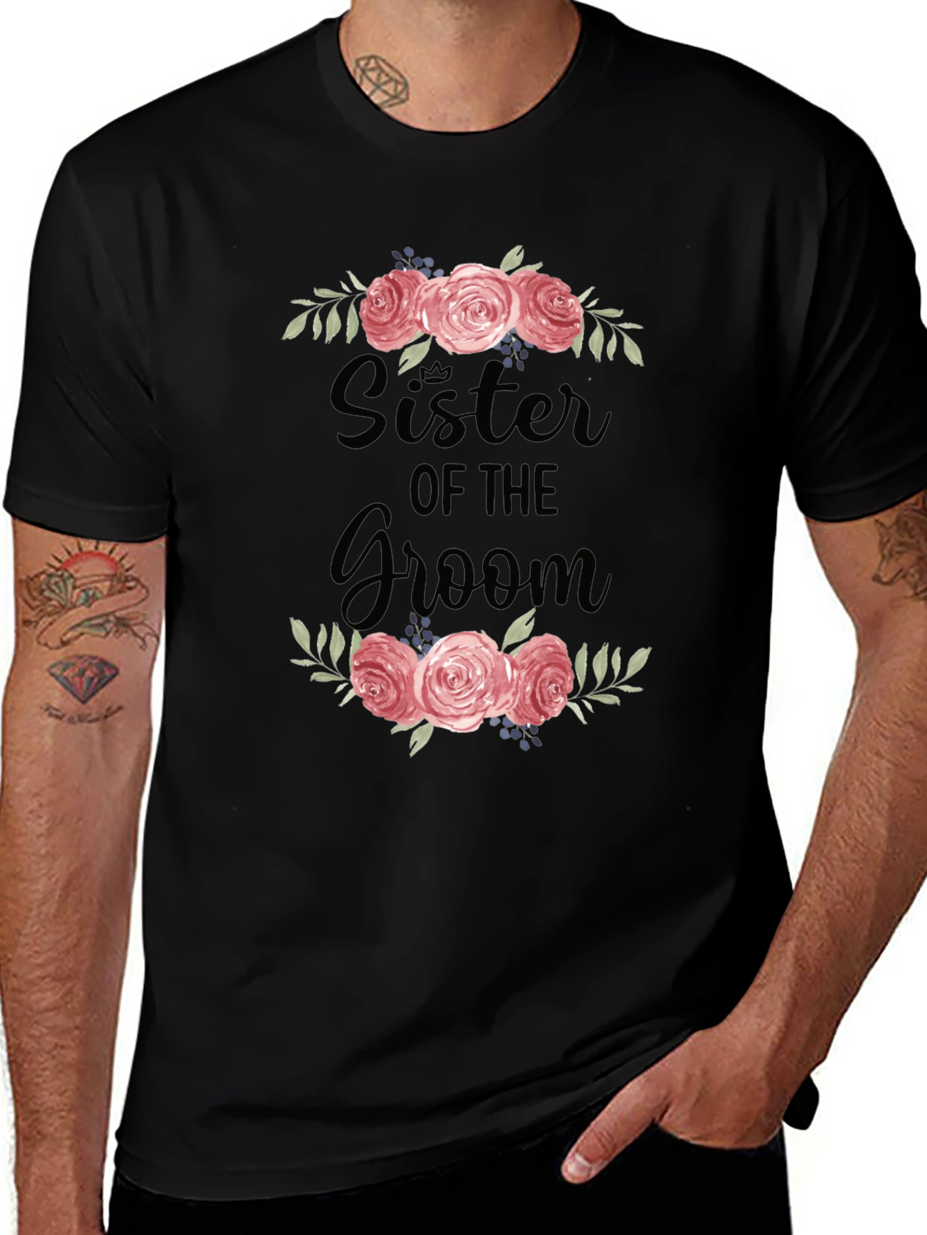 Sister of the Groom Floral T-Shirt