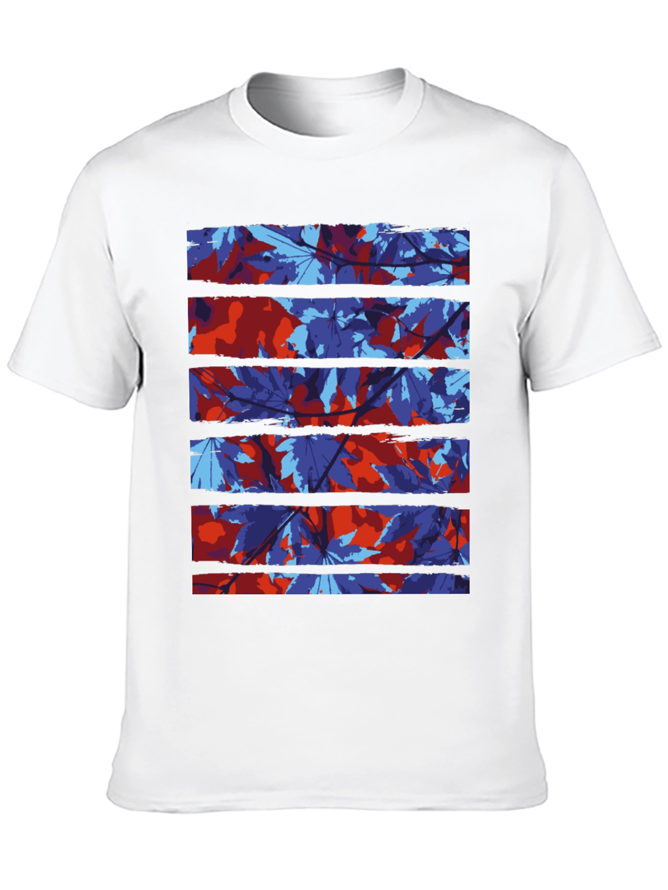 Abstract Leaf Print Black T-Shirt