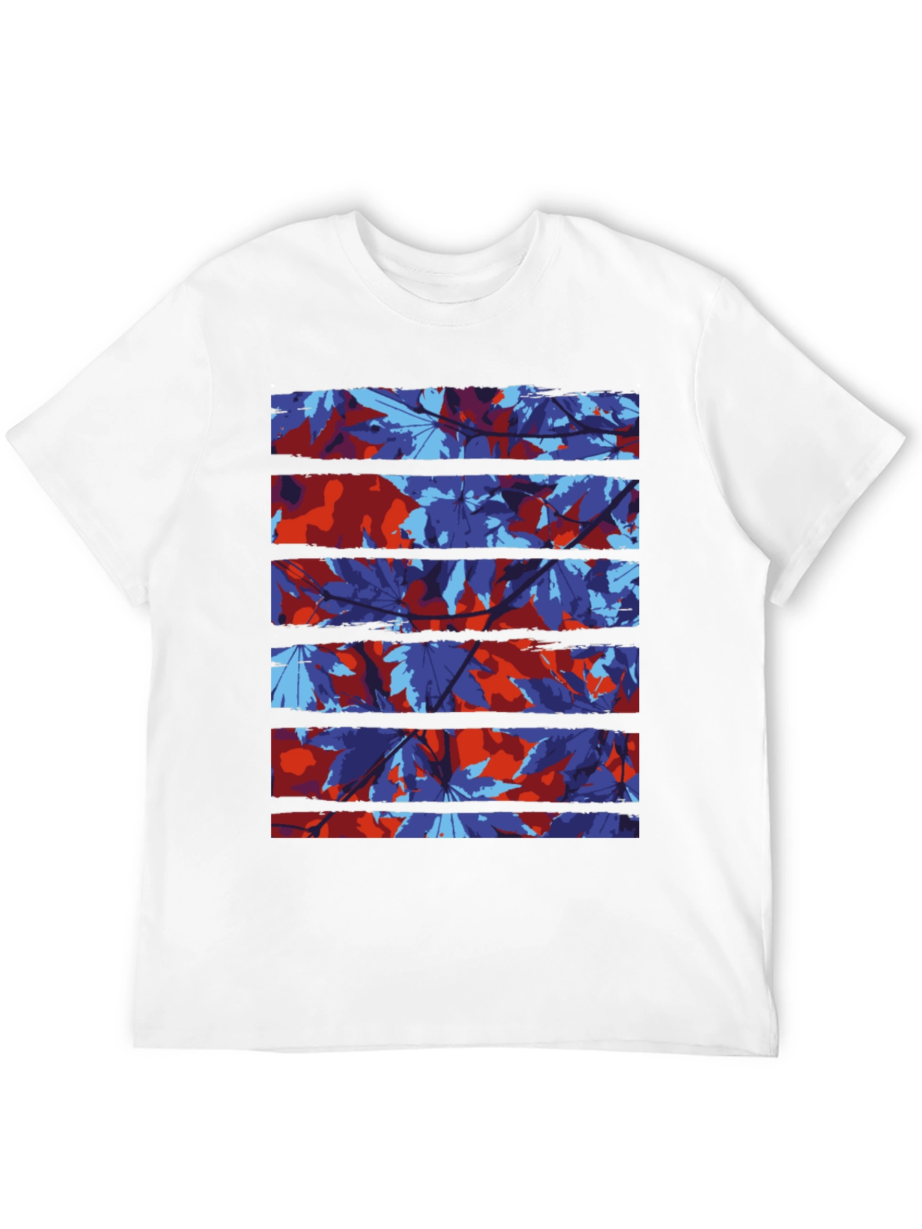 Abstract Leaf Print Black T-Shirt