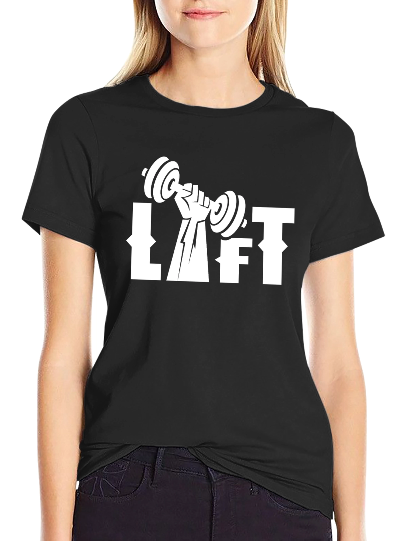 Lift Graphic Tee - Black Cotton Workout Shirt